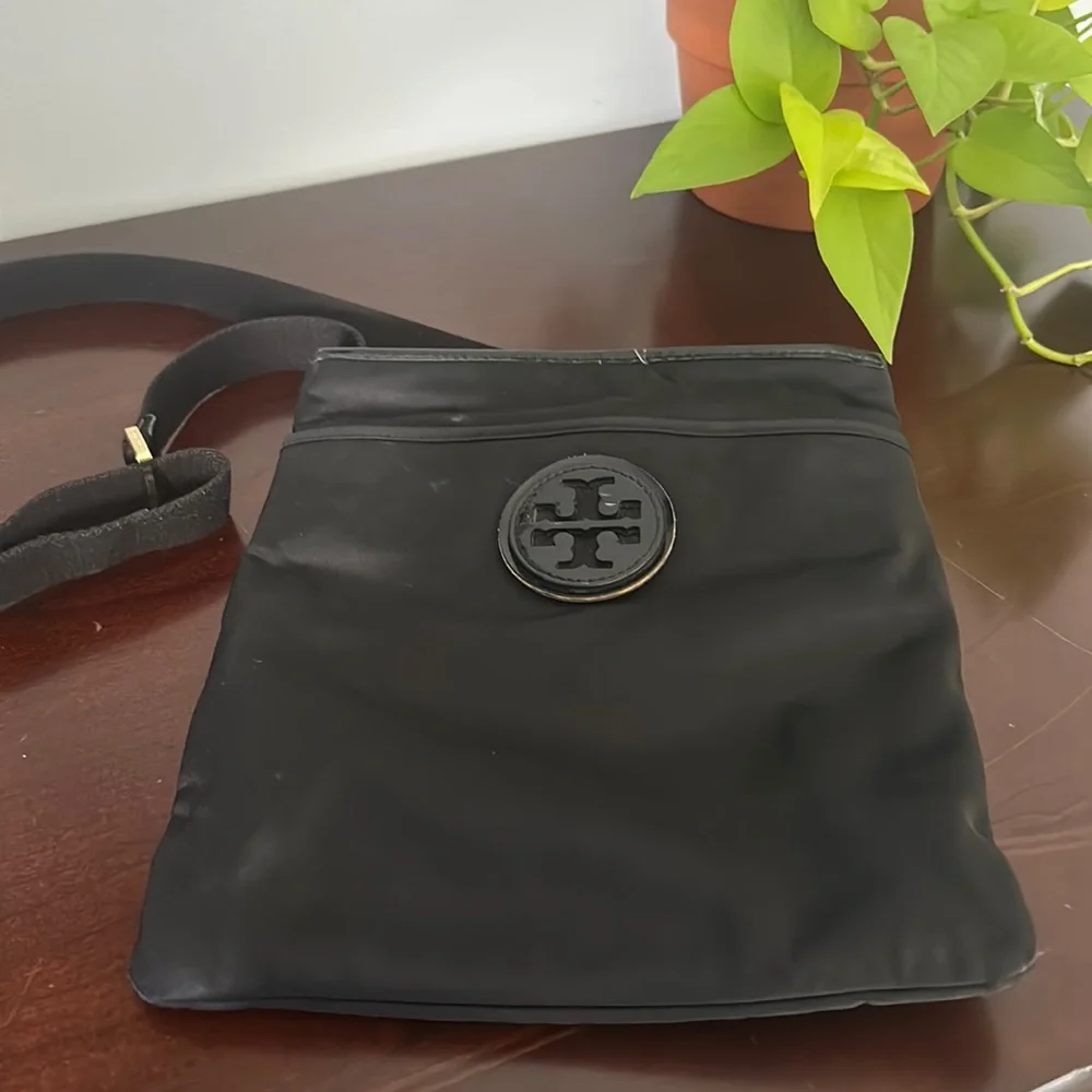 Tory Burch black nylon crossbody bag!